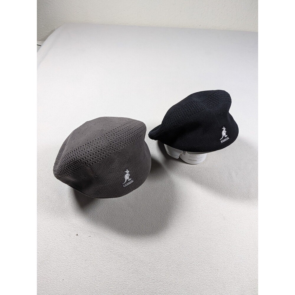 Lot 2 Kangol Hat Cap Tropic 504 Ventair Cap Mens XXL Gray Black Knitted Newsboy